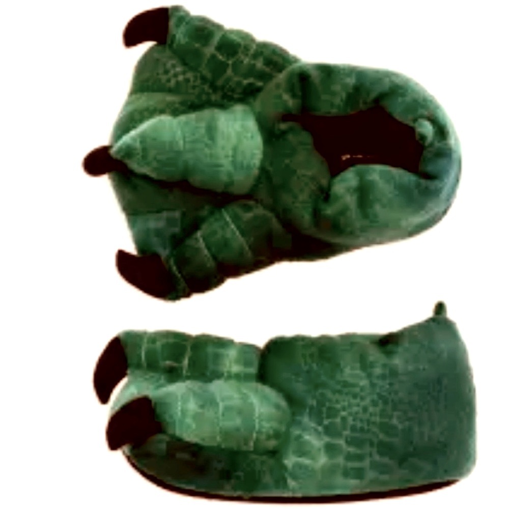 Boys Dino Foot Slippers Truly Olive